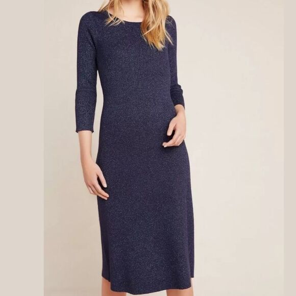 NWT Anthropologie Selena Rib Lurex Sweater Dress - Picture 4 of 4